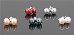 Cultured fresh water multicolour pearls earrings 10.
