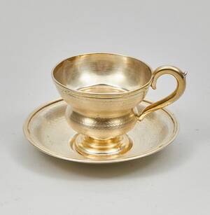 Kopp med fat, silver