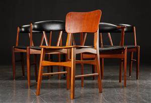 Dansk design. Seks stole i teak 6 