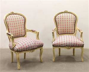 Karmstolar, ett par, rokokostil 2