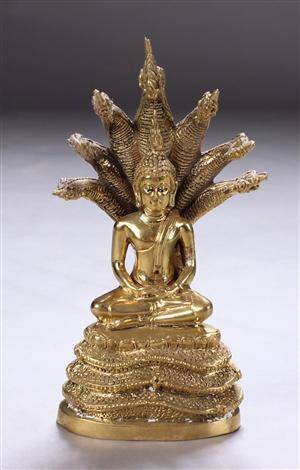 Thailansk figur af forgyldt messing