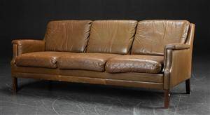 Tre-pers. sofa, læder, dansk møbelproducent