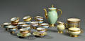 Kjøbenhavns Porcellainsmaleri moccastel i pastelfaver m. guldkant 1713