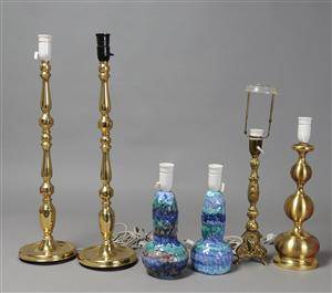 Samling bordlamper, messing  keramik, 1900-tallet. 6
