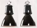 Zwei große Industrielampen  Werkslampen  Deckenleuchten Typ 24251 der 1950er  1960er Jahre, emailliert 2