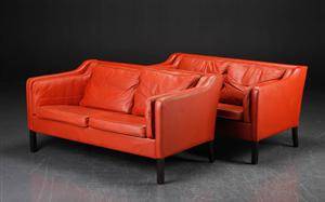 Par to-pers. sofaer, læder, dansk møbelproducent 2