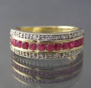 Rubin- og diamantring