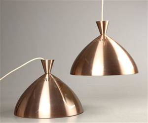 Dansk lampeproducent, par pendler, kobber-coated 2