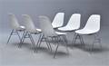 Charles Eames. Sæt på seks skalstole, model DSS 6