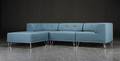 Nomad DOT modulsofa, betrukket med møbelstof, forkromede ben, stone blue