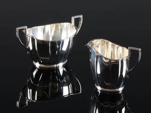 KCH, Art Deco, sukker- og flødesæt, sølv 2