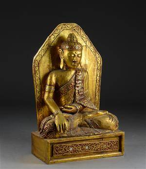 Buddha af forgyldt træ, 1900-tallet