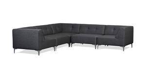 Morten Voss. THE SOFA FIFTYONE. Modulsofa med udskiftelige knapper. Antracit grå med Imperial Purple knapper