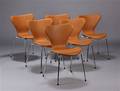 Arne Jacobsen, 7er stole, cognacfarvet anilin læder 6 