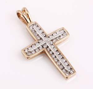 Brillantvedhæng af 9 kt guld og hvidguld