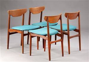 Et sæt på fire stole af teaktræ, 1960erne 4