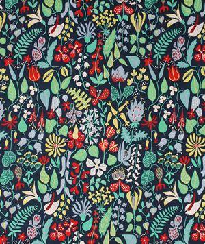 Tyg, Stig Lindberg, Herbarium, blå, satin, 10 m