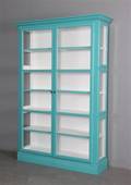 Vitrineskab, turkis bemalet  