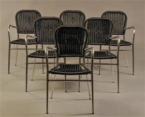 Seks havestole af aluminium og flet 6