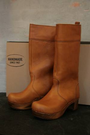 Clogs, Gretha Block Boot, str. 38, farve Leather