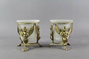 Skålar i metall med glasinsats 1 par