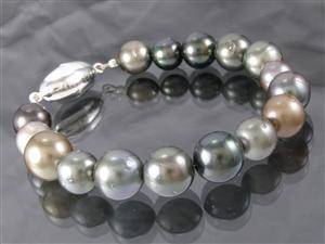 Armband aus Tahiti-Zuchtperlen, Verschluss Sterlingsilber