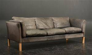 Mogens Hansen Sofa med læder, ben af bøg