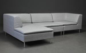 DAMM MODULSOFA betrukket med slidstærkt Light Grey møbelstof