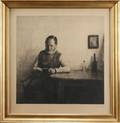 Peter Ilsted. Læsende mand. Mezzotinte