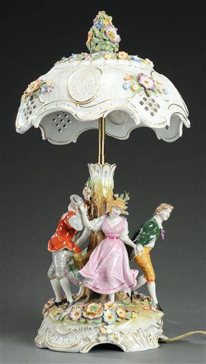 Tysk bordlampe af porcelæn