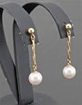 White akoya pearl drop earrings in 9K gold