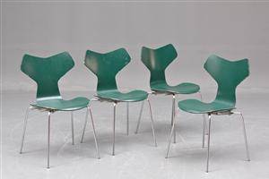 Arne Jacobsen Sæt på fire Grand Prix stole fra Herlufsholm skole 4