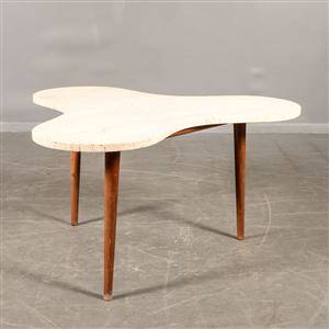 Soffbord, 1950-tal med skiva av travertin