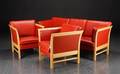 Tre-personers sofa, to lænestole, bøg og læder, Skippers Møbler 3