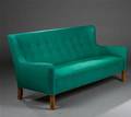 Trepers. sofa, betrukket med grøn uld