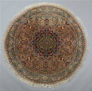 Figural persisk Tabriz tæppe. Ø 200 cm.