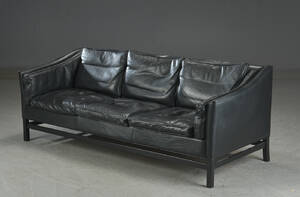 Stouby Tre-pers. sofa, sort læder