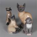 Royal Copenhagen, figuriner, katter, 4 st