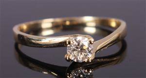 Ring, 14 kt guld, brillant