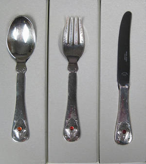 Georg Jensen. Tre dele barnebestik 3