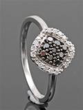 Black and white brilliant-cut diamond ring approx. 0.28ct