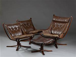 Sigurd Ressel. Tre Falcon lænestole samt skammel 4 