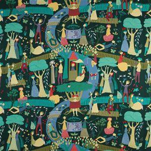 Tyg, Stig Lindberg, Lustgården, grön, bomullsrips, 10 m