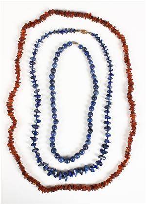 Halskæder, rav og lapis lazuli 3
