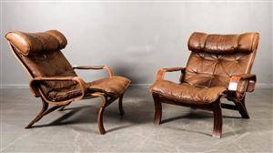 Fåtöljer ett par, 1970-tal, märkt made in Sweden 2