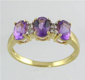 Ametyst og diamant ring. Frit valg af ringstørrelse