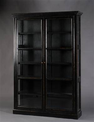Vitrineskab, sort antikbemaling