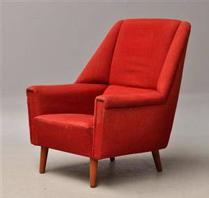 Dansk møbelproducent. Lænestol i uld, 1960erne