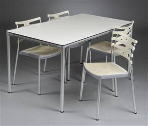 Kasper Salto. Spisebord og fire stole, model Ice 5