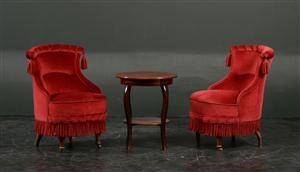 Krenoline-stole samt lampebord af mahogni, 18001900-tallet 3